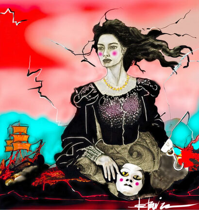 Juana and the war - a Digital Graphics and Cartoon Artowrk by RosaCBuiza